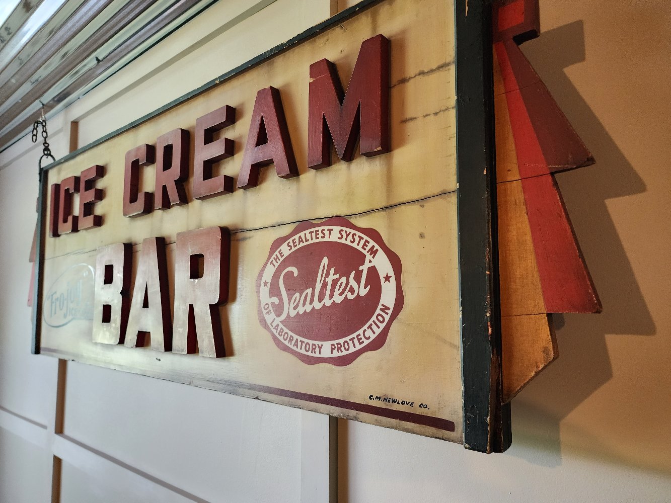 WOOD CARVED ICE CREAM SIGN 