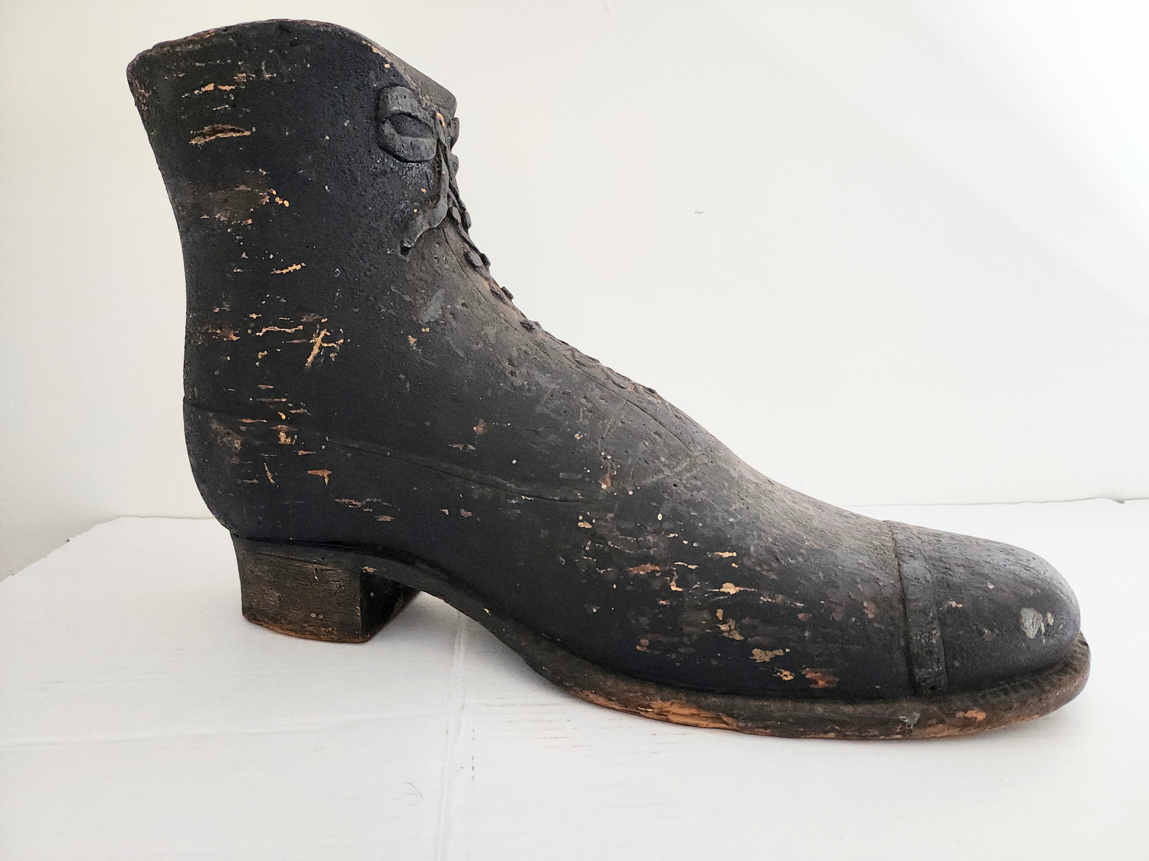 WOOD CARVED DETAILED BOOT DISPLAY