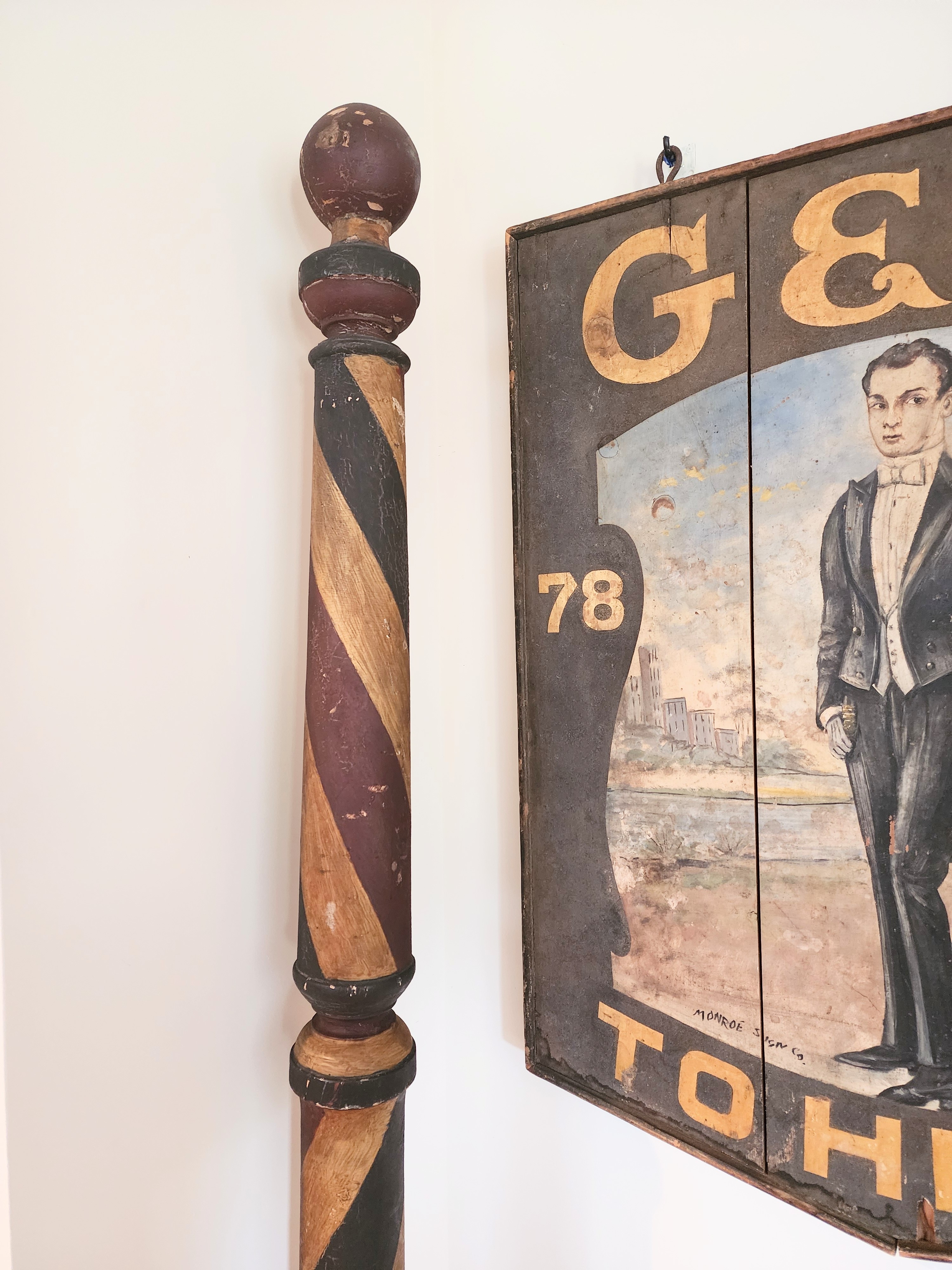 TALL BARBER POLE ORGINAL RED-WHITE- BLUE
