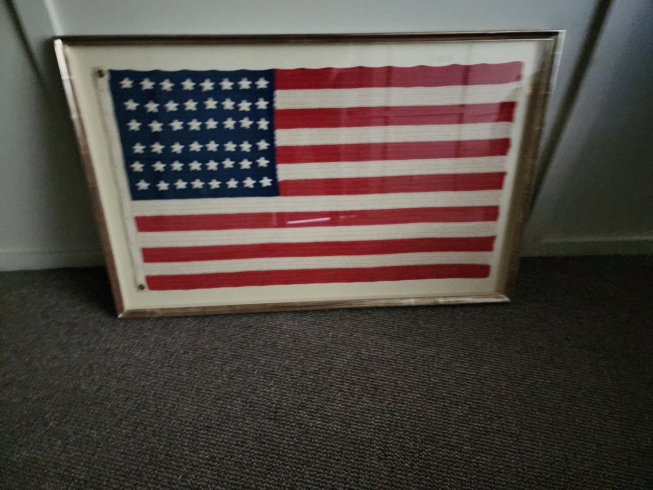 48 STAR CROCHETED FLAG APPLIED STARS