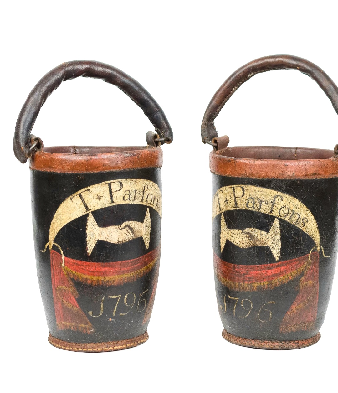 RARE PAIR OF LEATHER 1796 FIREBUCKETS