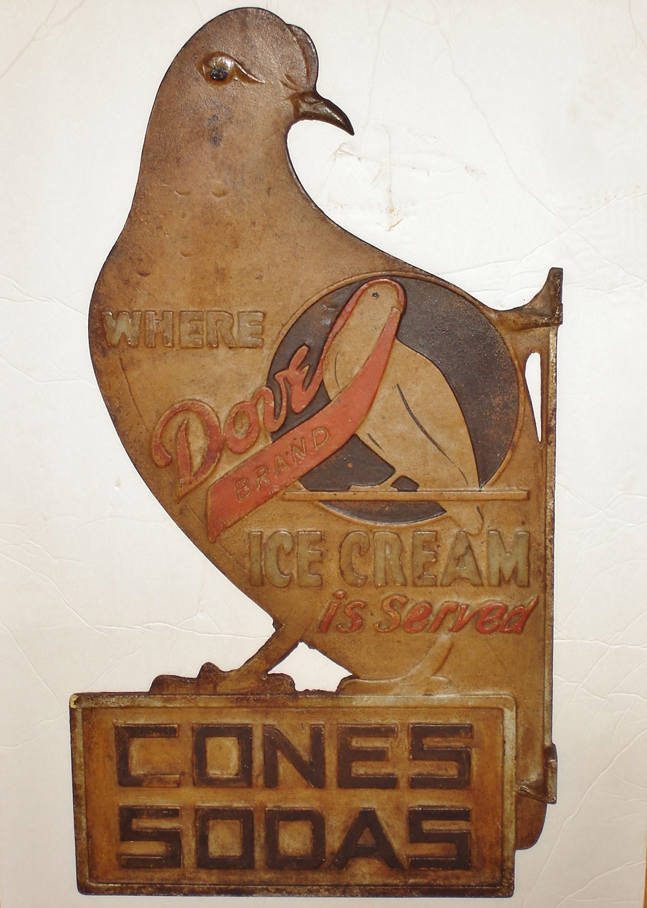 RARE DOVE ICE CREAM SIGN