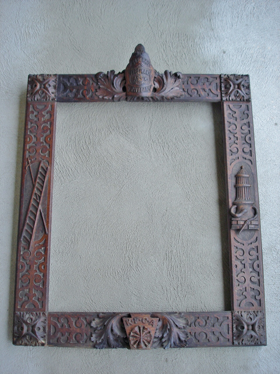 WOODEN CARVED FIREHOUSE FRAME PHIL'A