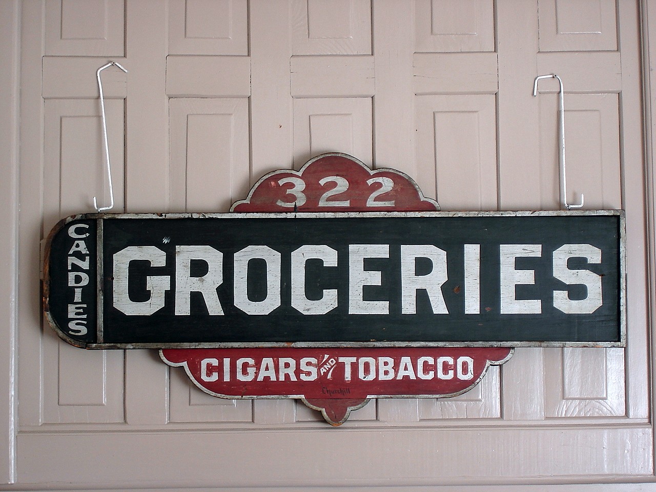 GRAPHIC WOODEN GROCERY SIGN