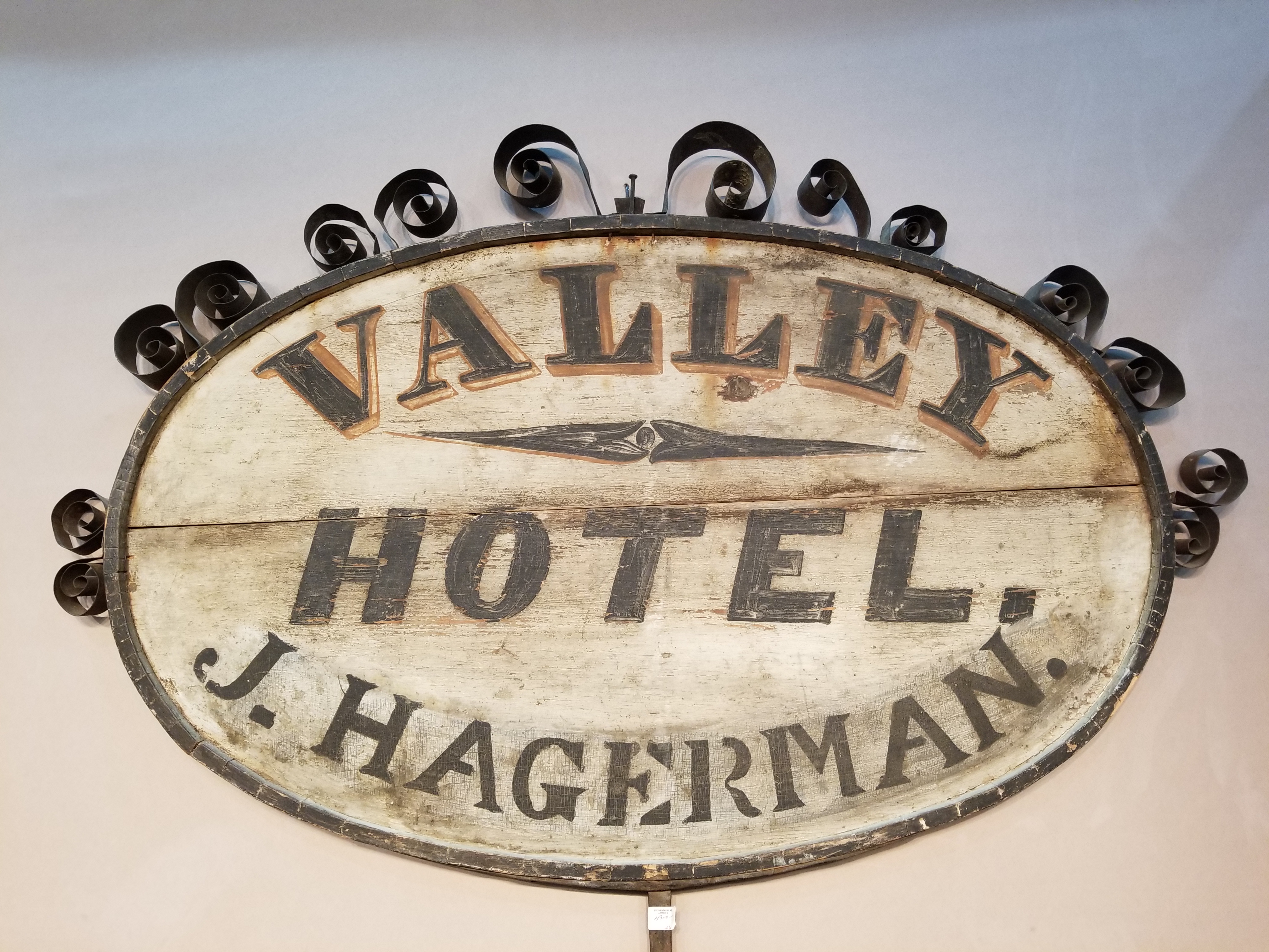 EARLY PA. HOTEL SIGN WITH IRON DECORATION