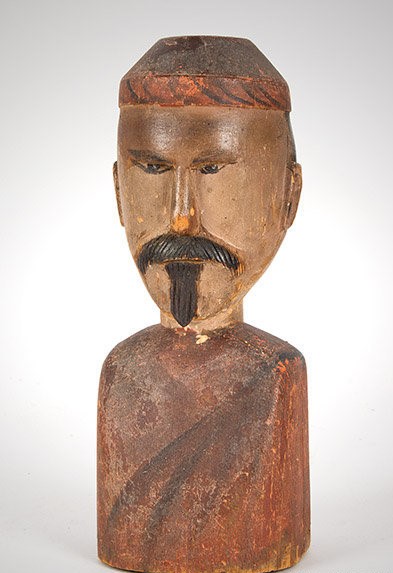 CARVED BUST OF ASIAN MAN
