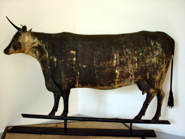 GREAT MOLDED COPPER COW 