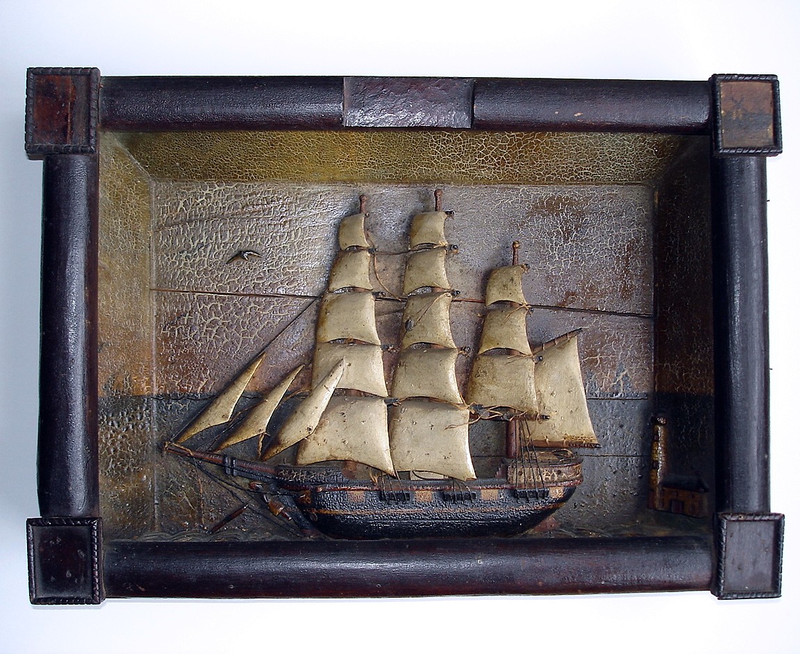  SHIP DIORAMA-SIGNED J H EWING NY 1901