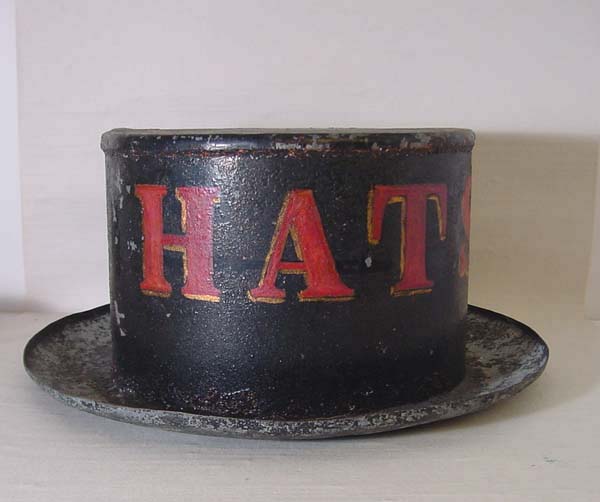 PAINTED ZINC LETTERED 'HATS' 