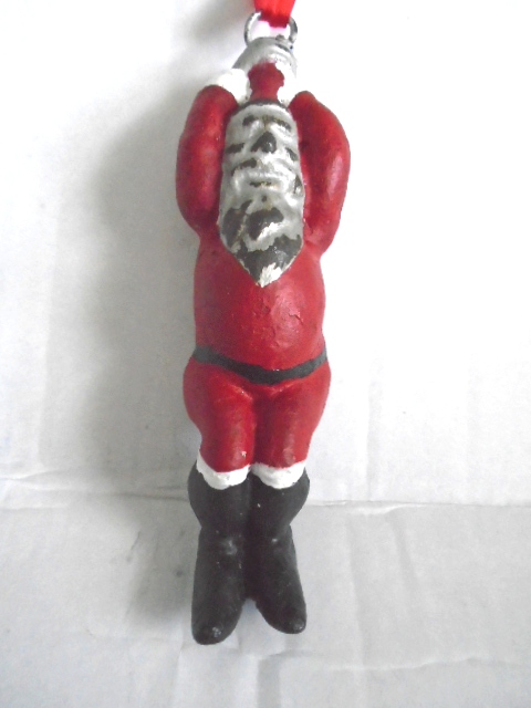 EARLY CAST IRON HANGING SANTA CLAUSE