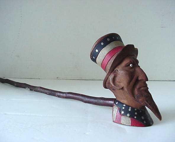 WOODEN CARVED UNCLE SAM PIPE